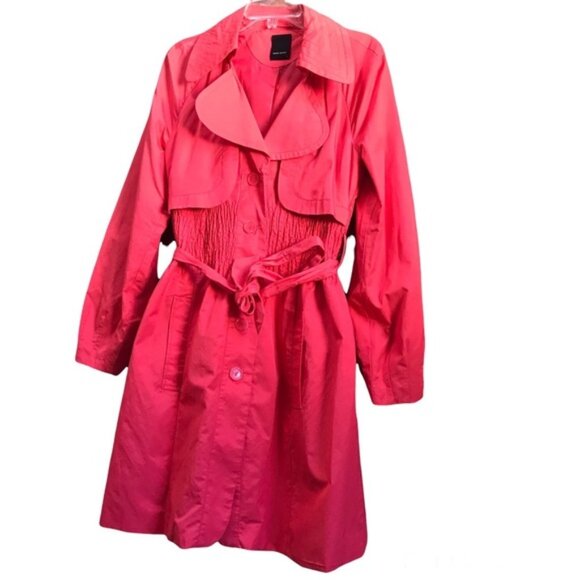 Vero Moda Coral Trench Coat Jacket Fit Flare Belt Pockets Slimming Lined Waist M - Picture 1 of 15